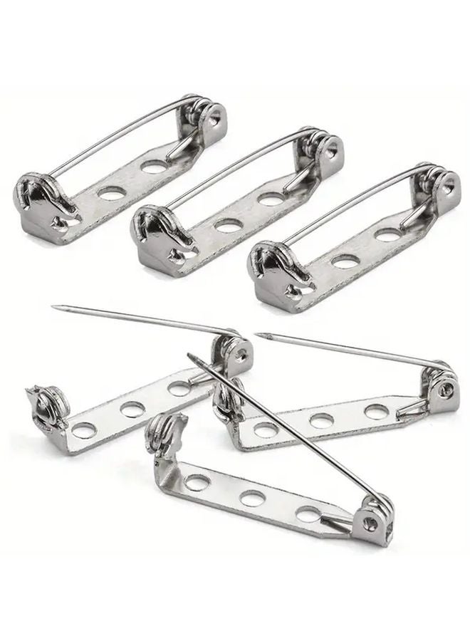 Stainless Steel Brooch Pin Backs 20pcs Steel 20mm Secure Locking Clasp - Image 1